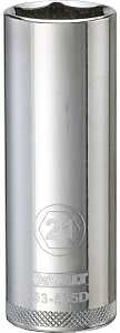 DEWALT DWMT93535OSP Drive Socket, 21 mm Socket, Deep Socket, 3-1/8 in OAL, 1/2 in Drive, 6-Point, Vanadium Steel