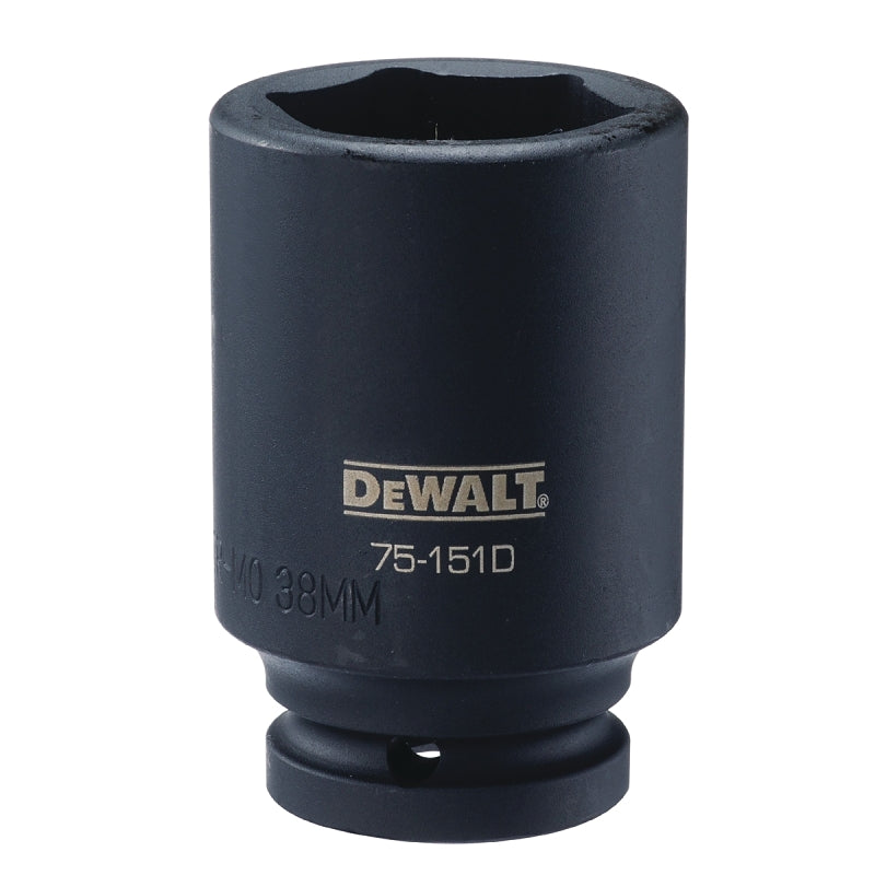DEWALT DWMT75151OSP Impact Socket, 38 mm Socket, 7/8 in D Socket, 3/4 in Drive, 6-Point, CR-440 Steel, Black Oxide