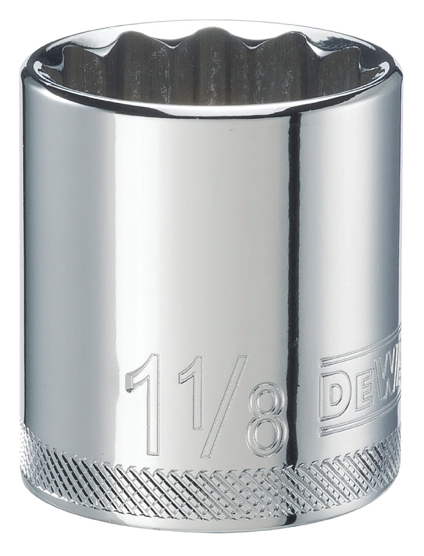 DEWALT DWMT86473OSP Hand Socket, 1-1/8 in Socket, 1/2 in Drive, 12-Point, Vanadium Steel, Polished Chrome-Plated