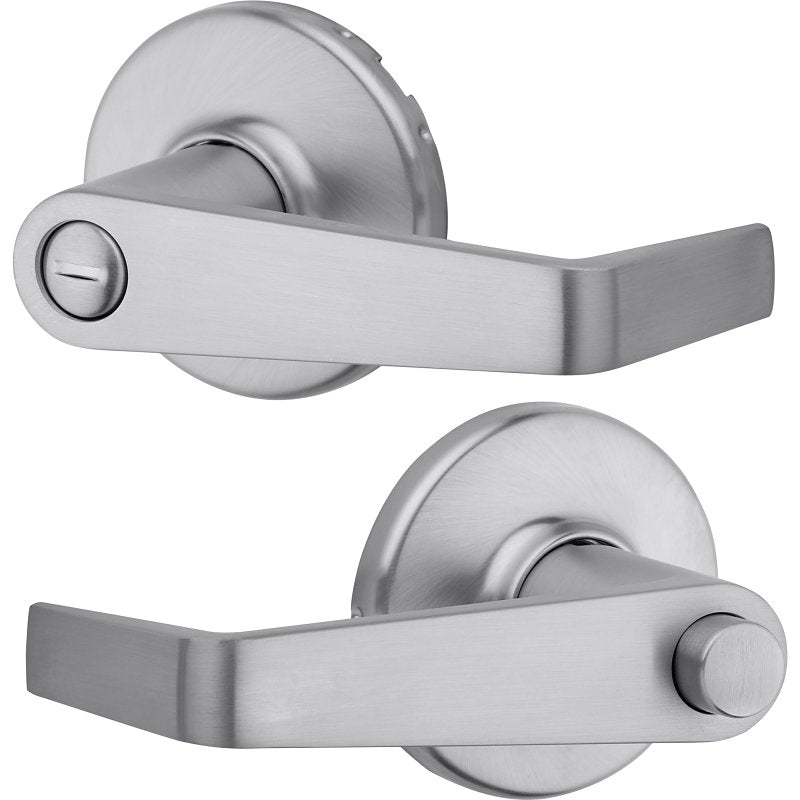 Kwikset 733KNL 26D RCAL UL Passage Door Lock, Pushbutton Lever Handle, Metal, Satin Chrome, 2-3/8, 2-3/4 in Backset