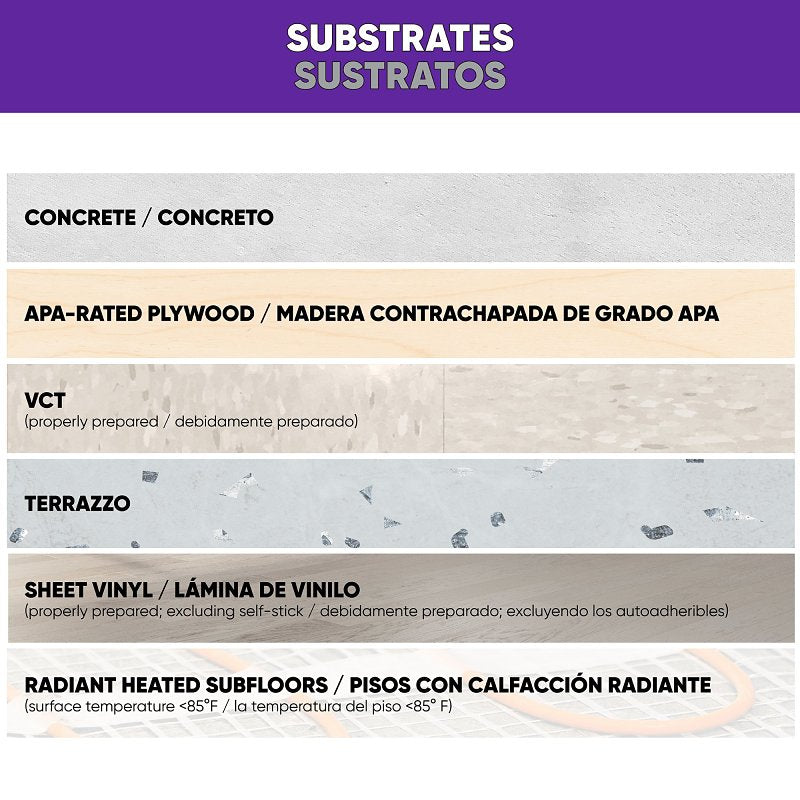 Roberts 7350 Series 7350RB004 Universal Flooring Adhesive, Paste, Resinous, Very Mild Acrylic, Off-White, 1 gal, Pail, Pack of 4
