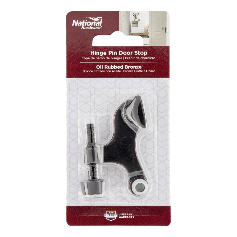 National Hardware N830-561 Hinge Pin Door Stop, 17/32 in Dia Base, 2-1/16 in Projection, Steel/Zinc, Oil-Rubbed Bronze