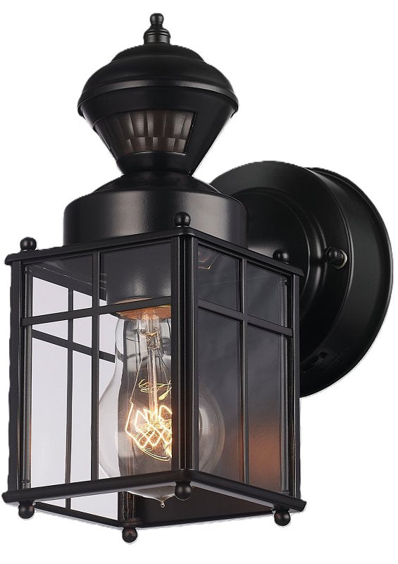 globe Franklin 60000001 Motion-Sensing Wall Lantern, LED, Black, Matte Black, Pack of 2