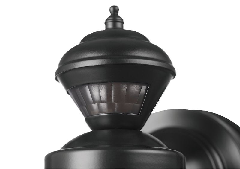 globe Franklin 60000001 Motion-Sensing Wall Lantern, LED, Black, Matte Black, Pack of 2