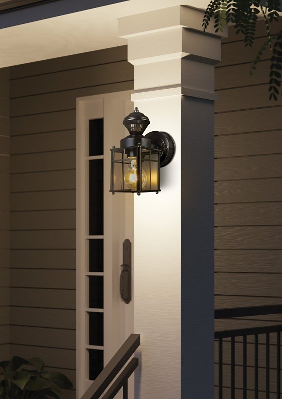 globe Franklin 60000001 Motion-Sensing Wall Lantern, LED, Black, Matte Black, Pack of 2