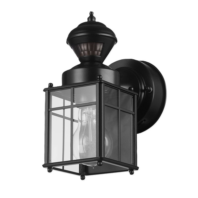 globe Franklin 60000001 Motion-Sensing Wall Lantern, LED, Black, Matte Black, Pack of 2