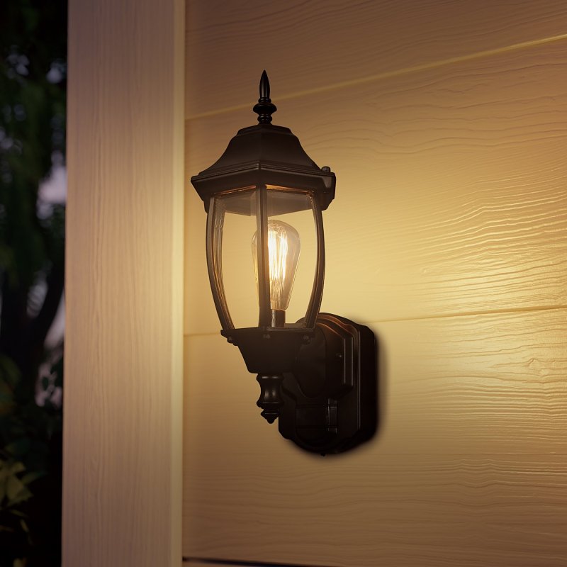 globe Ashford 60000002 Motion-Sensing Wall Lantern, LED, Black, Matte Black, Pack of 2