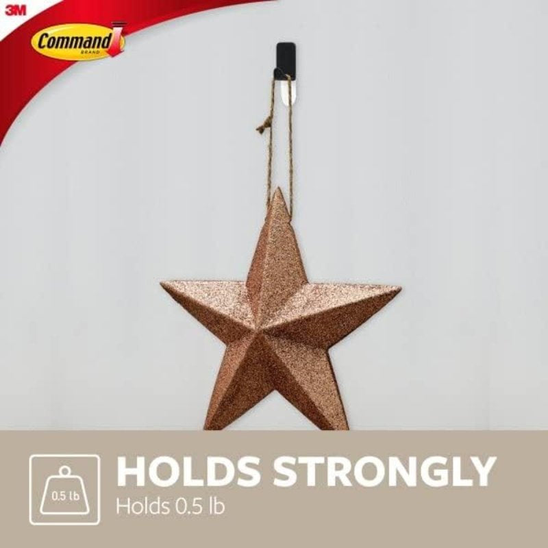 Command 17032MB-4ES Hook, 0.5 lb, 4-Hook, Black, Matte