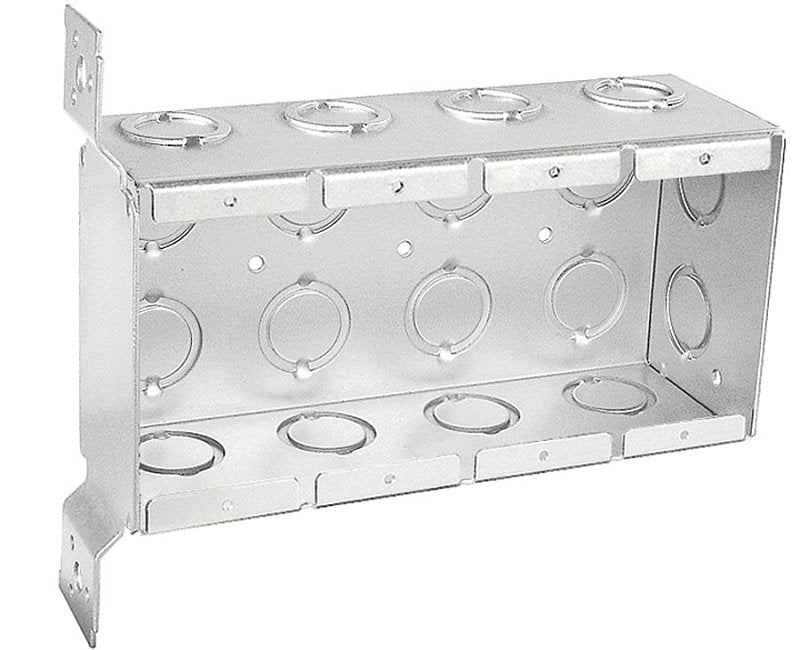 Southwire TB-425-F-UPC Masonry Box, 4-Gang, 18-Knockout, 1/2, 3/4 in Knockout, Steel, Silver, Galvanized