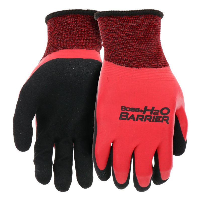 Boss Tactile Grip H20 Barrier Series B32231-L Standard Weight Gloves, Men's, L, 8 to 8-3/8 in L, Latex Coating