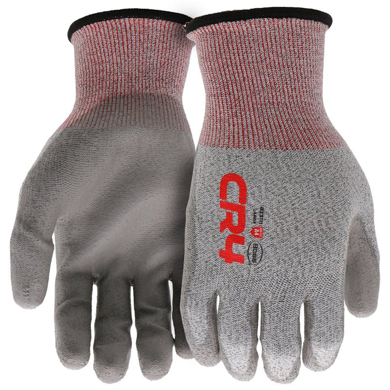 Boss Tactile Series B33111-L Comfortable Work Gloves, Unise, L, 8 to 8-3/8 in L, Elastic Knit Cuff, HPPE Glove, Gray