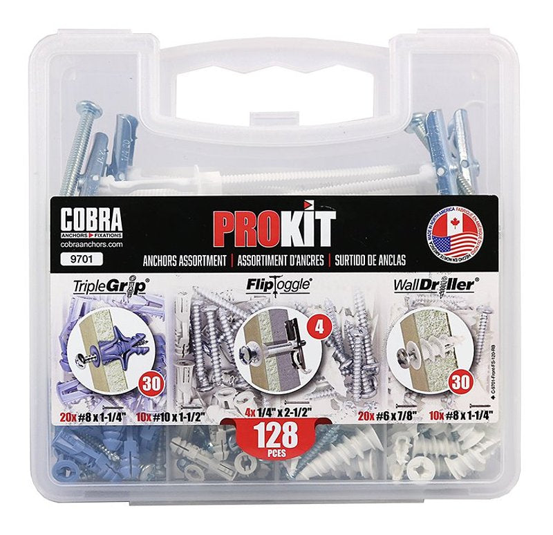 Cobra Anchors 9701 Anchor Assortment Kit, 128-Piece