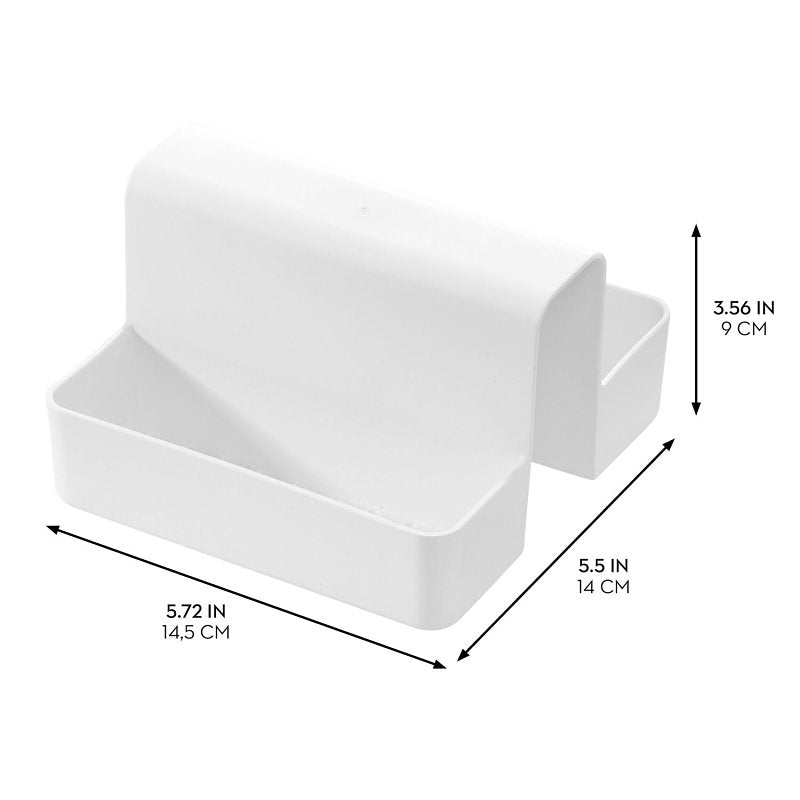 iDESIGN 23039 Sink Caddy Saddle, 5-1/2 in L, 5.72 in W, 3.56 in H, Polypropylene, White, 2-Compartment, Pack of 4