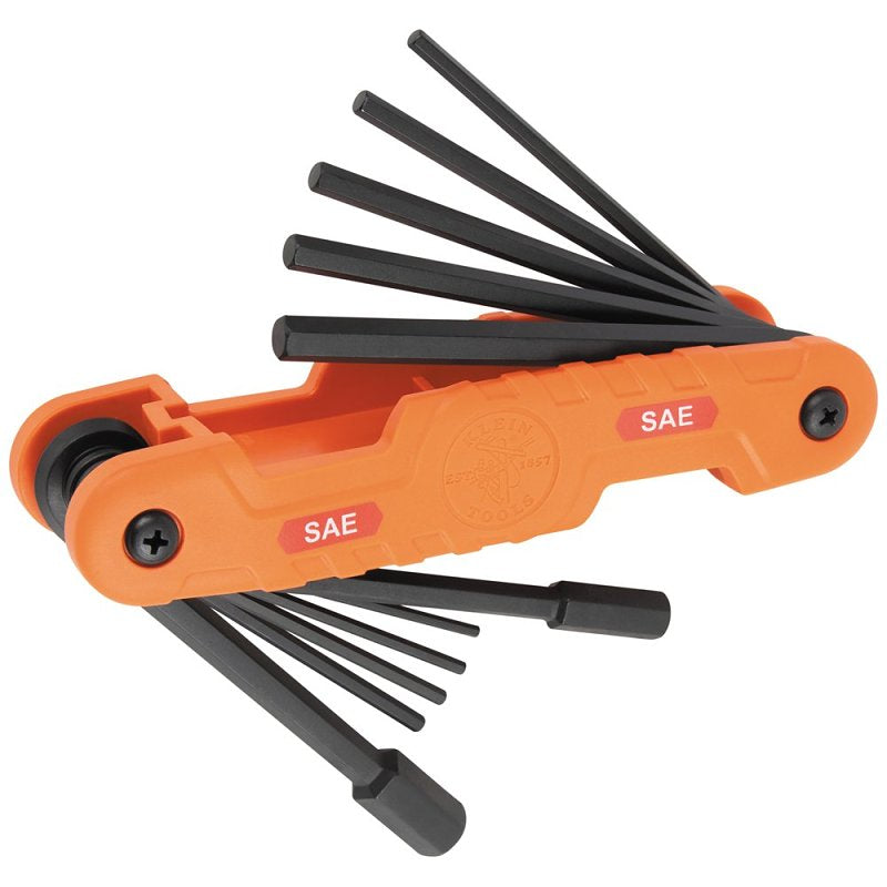 Klein Tools 70550 Flat End Hex Key Set, 11-Piece, Alloy Steel/Nylon, Black Phosphate, Orange