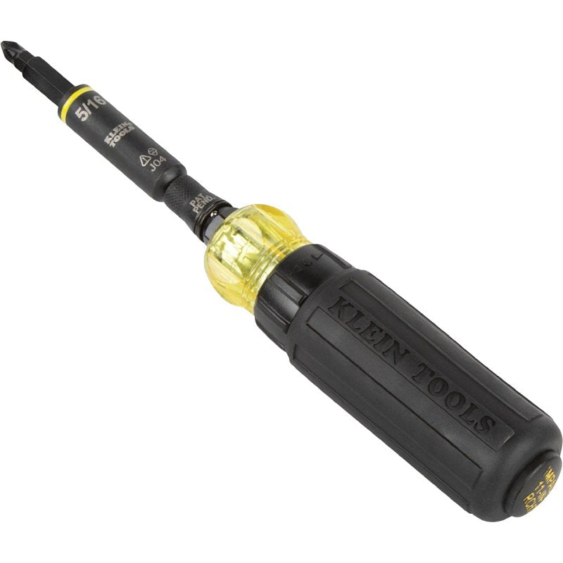 Klein Tools KNECT 32500HDRT 11-in-1 Screwdriver/Nut Driver, 3/8, 5/16, 1/4, 1/2 in Drive, 8 in OAL, Plastic Handle