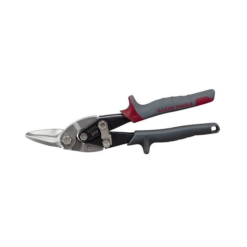 Klein Tools 1200L Aviation Snip, 10.063 in OAL, 1-1/2 in L Cut, Left, Straight Cut, Steel Blade, Red Handle