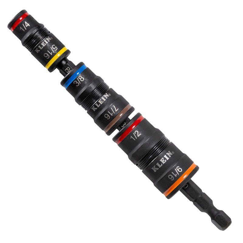 Klein Tools 32933 Impact Flip Socket Set, Steel, Manganese Phosphate, Specifications: 1/4 in Drive Size