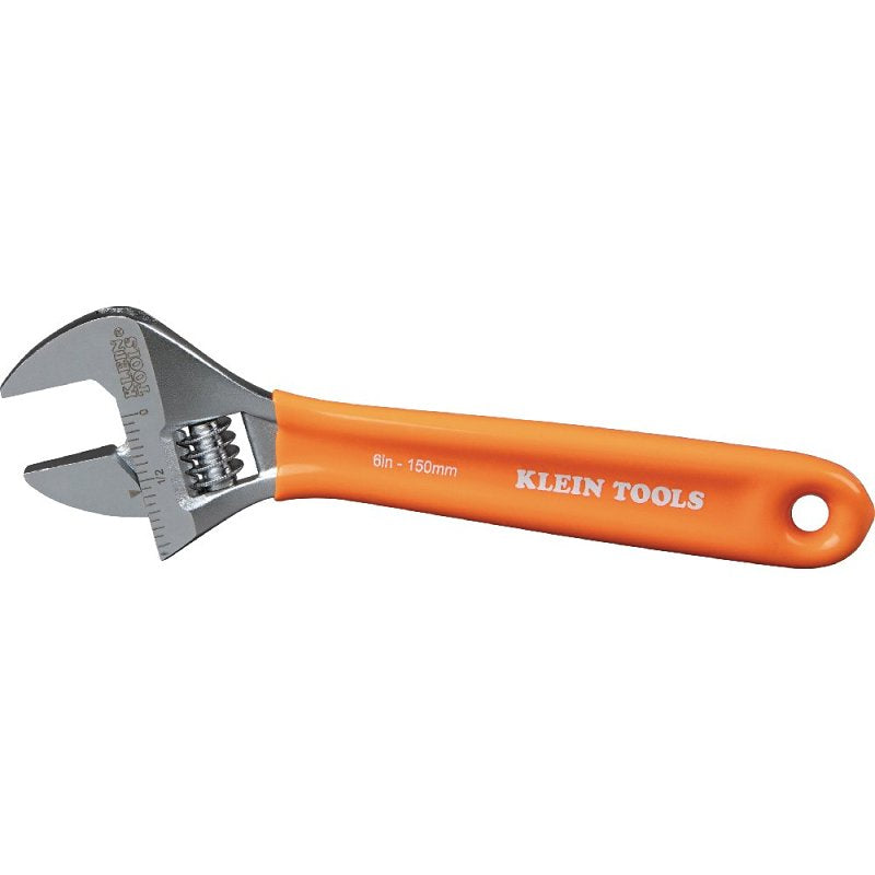 Klein Tools O5076 Adjustable Wrench, 6-1/4 in OAL, 1.06 in Jaw, Steel, Chrome-Plated, Contoured Handle