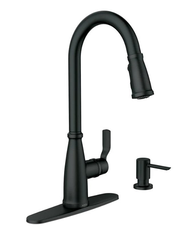 Moen Nolia 87071 Series 87071BL Pull-Down Kitchen Faucet, 1.5 gpm, 1-Faucet Handle, 1, 2, 3, 4-Faucet Hole, Metal