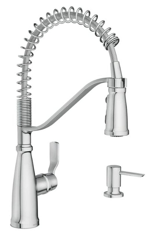 Moen Nolia Series 87886 Kitchen Faucet, 1.5 gpm, 1-Faucet Handle, 1, 3-Hole, Metal, Chrome, Countertop, Sink Mounting