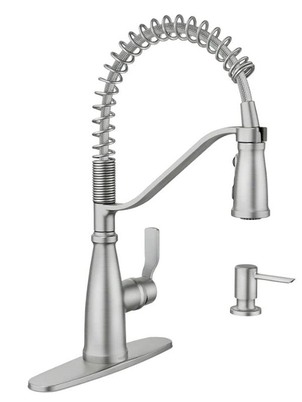 Moen Nolia Series 87886BZG Kitchen Faucet, 1.5 gpm, 1-Faucet Handle, 1, 3-Hole, Metal, Bronzed Gold, 4-Spray Function
