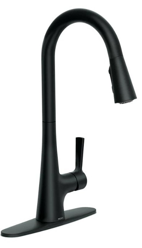 Moen Mikah 87069 Series 87069BL Pull-Down Kitchen Faucet, 1.5 gpm, 1-Faucet Handle, 1, 3-Faucet Hole, Metal
