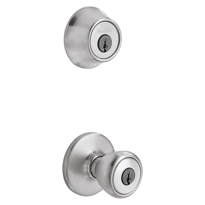 Kwikset 242T 26D CP K6 Combination Lockset, Left, Right, Knob Handle, Tylo Design, Satin Chrome, 3 Grade, Metal, 1/CD