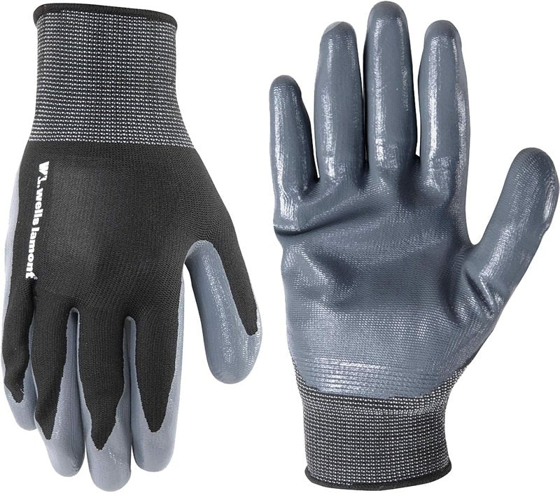 Wells Lamont 546-XL Grip Gloves, Men's, XL, Knit Cuff, Latex Coating, Nitrile Glove, Gray