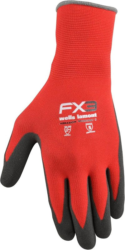 Wells Lamont FX3 Series 448-M Work Gloves, Breathable, Men's, M, Elastic Knit Wrist Cuff, Black/Gray