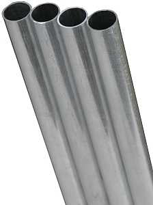 K & S 87121 Decorative Tube, Round, 12 in L, 7/16 in Dia, 22 ga Wall, Stainless Steel, Polished