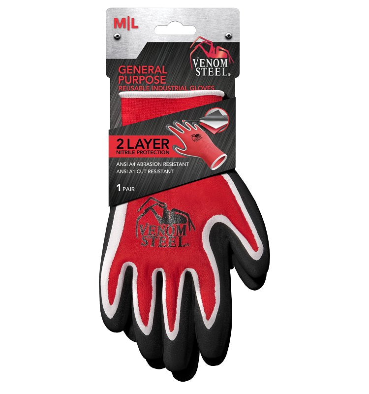 Medline VENGP100LV1 General-Purpose, Reusable Work Gloves, M/L