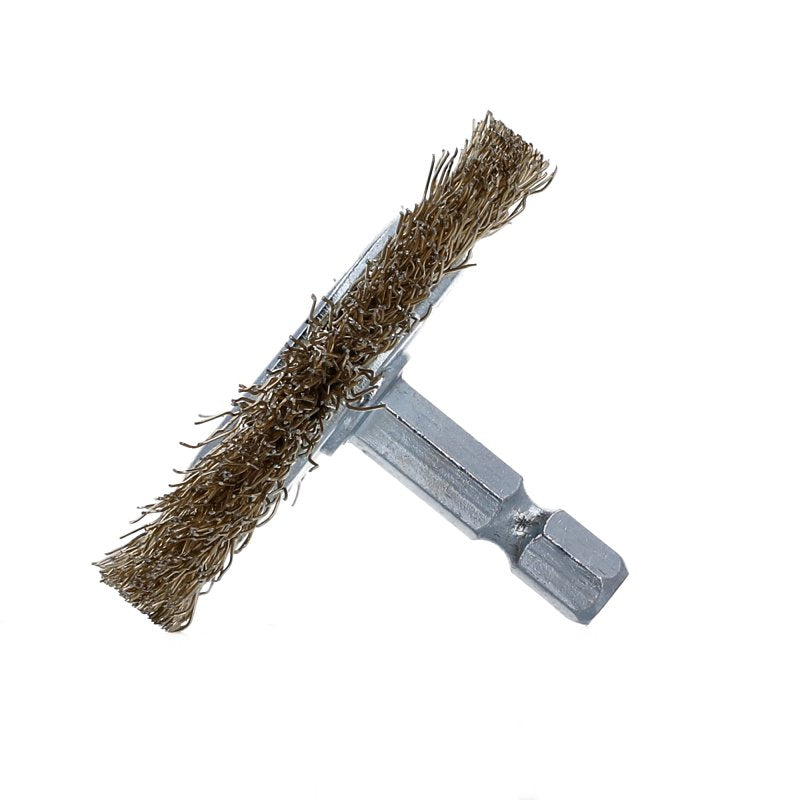 Norton 70184609160 Wire Wheel Brush, 2 in Dia, 1/4 in Arbor/Shank, Crimped Bristle, 0.012 in Dia Bristle