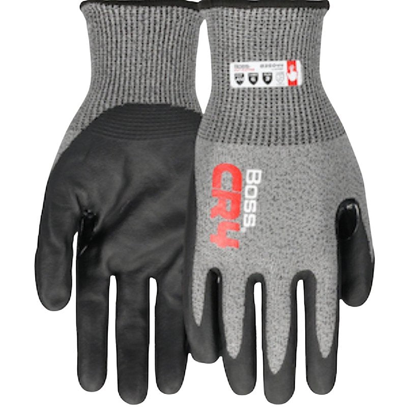 Boss CR4 B35044-L Touchscreen Compatible Gloves, L, Reinforced Thumb, Elastic Cuff, Foam Nitrile Coating, Nylon Glove