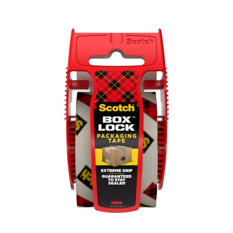 Scotch Box Lock 195-EF Packaging Tape, 22.2 yd L, 1.88 in W, Polypropylene Backing, Clear