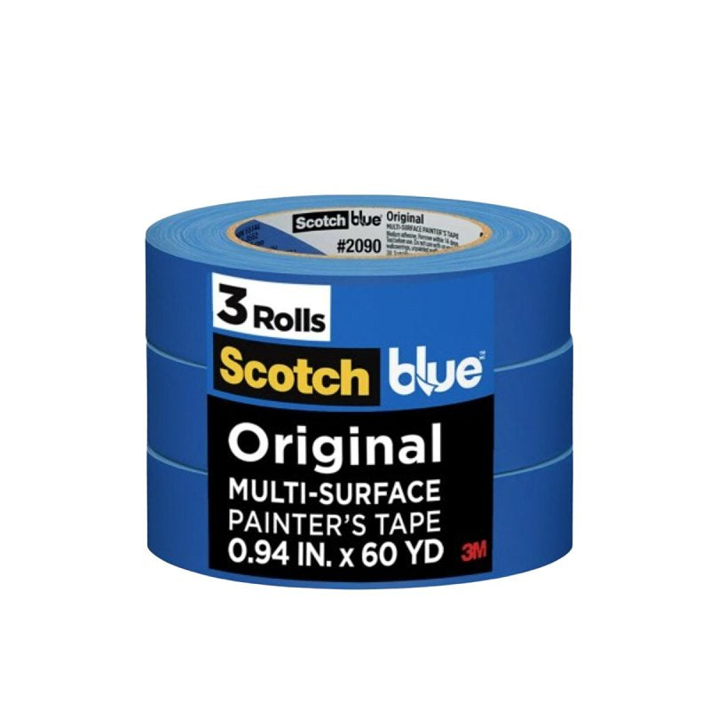 ScotchBlue 2090-24EC3 Painter's Tape, 60 yd L, 0.94 in W, Crepe Paper Backing, Blue