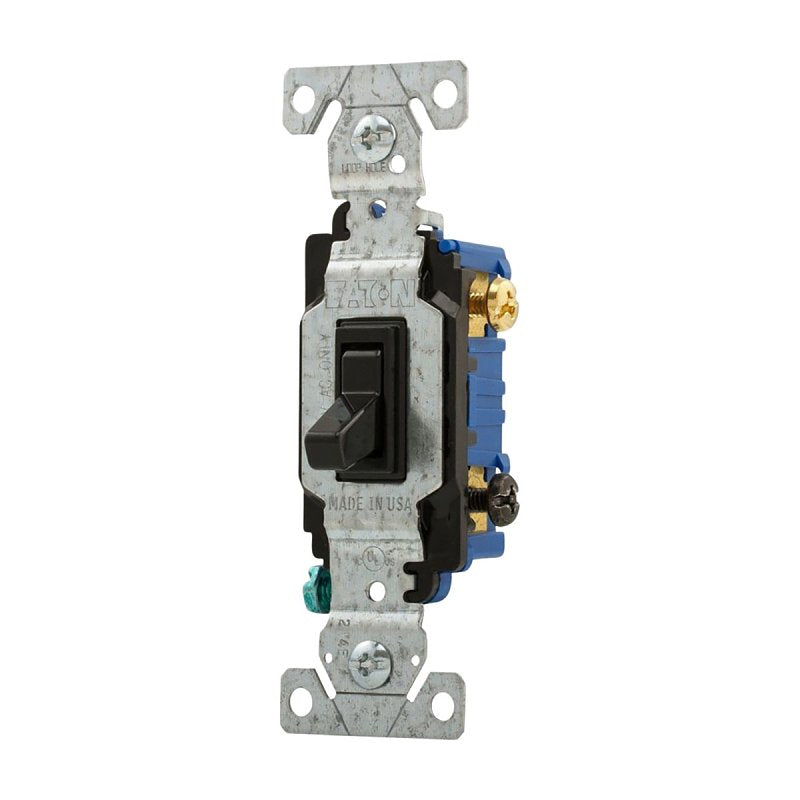 Eaton 1303-7BK Switch, 15 A, 120 V, Screw Terminal, Polycarbonate Housing Material, Black, Pack of 10