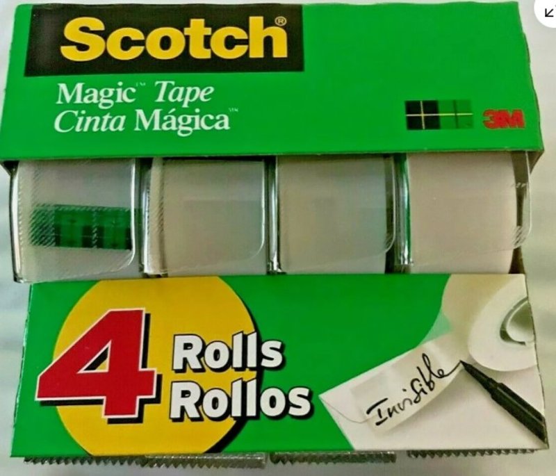 Scotch Magic 3105 Transparent Tape, 300 in L, 3/4 in W, Plastic Backing