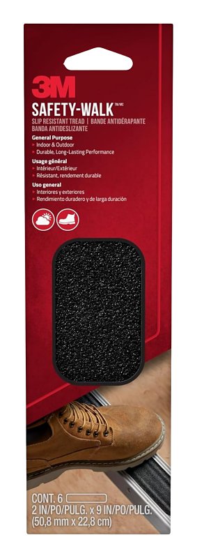 Safety-Walk 610B-T2X9-6PK Tape, 9 in L, 2 in W, Black