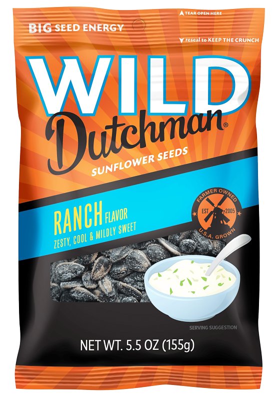 WILD Dutchman 507 Roasted Sunflower Seed, Ranch, 5.5 oz Bag, Pack of 12