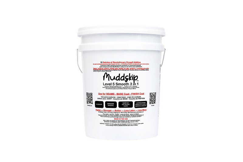 Muddskip Level 5 MSSM5382 3-in-1 Smooth Drywall Additive, 5 gal Bucket