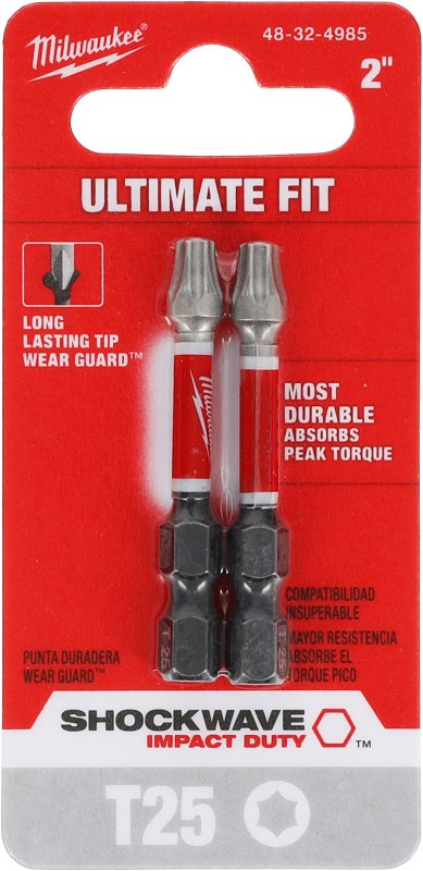 Milwaukee SHOCKWAVE 48-32-4985 Impact-Duty Power Screwdriver Bit, #25 Drive, Torx Drive, 1/4 in Shank, Hex Shank, 2 in L
