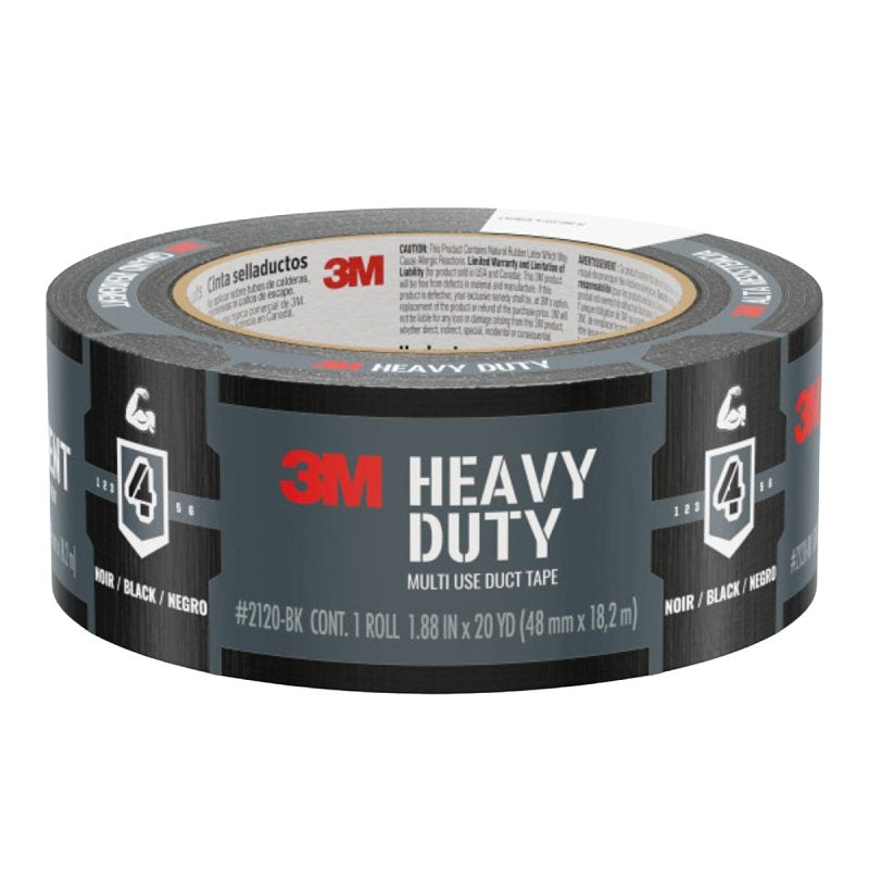 3M 2120-BK Duct Tape, Heavy-Duty, 20 yd L, 1.88 in W, Black