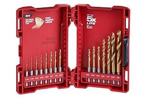 Milwaukee SHOCKWAVE Impact Duty RED HELIX Series 48-89-4670 Drill Bit Set, 15-Piece, Steel, Titanium