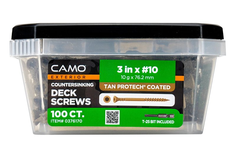 Camo 0376170 Deck Screw, #10 Thread, 3 in L, Coarse Thread, Countersink Head, Star Drive, Type 17 Slash Point