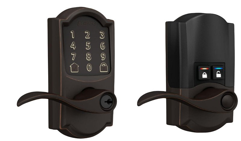 Schlage Encode FE789WBV CAM 716 A Smart Wi-Fi Lever With Camelot Trim, Aged Bronze, Commercial, 1 Grade