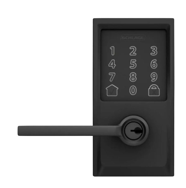 Schlage Encode FE789WBV CEN 622 L Smart Wi-Fi Lever With Century Trim, Matte Black, Commercial, 1 Grade