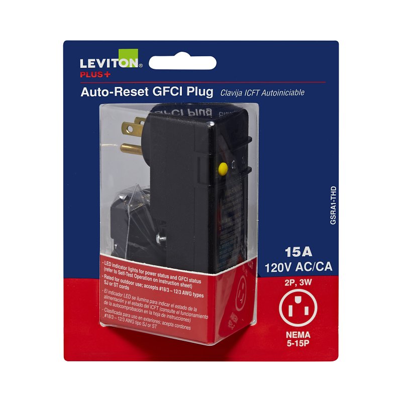Leviton R51-GSRA1-THD Plug, 2-Pole, 15 A, 120 V, NEMA: NEMA 5-15, Black