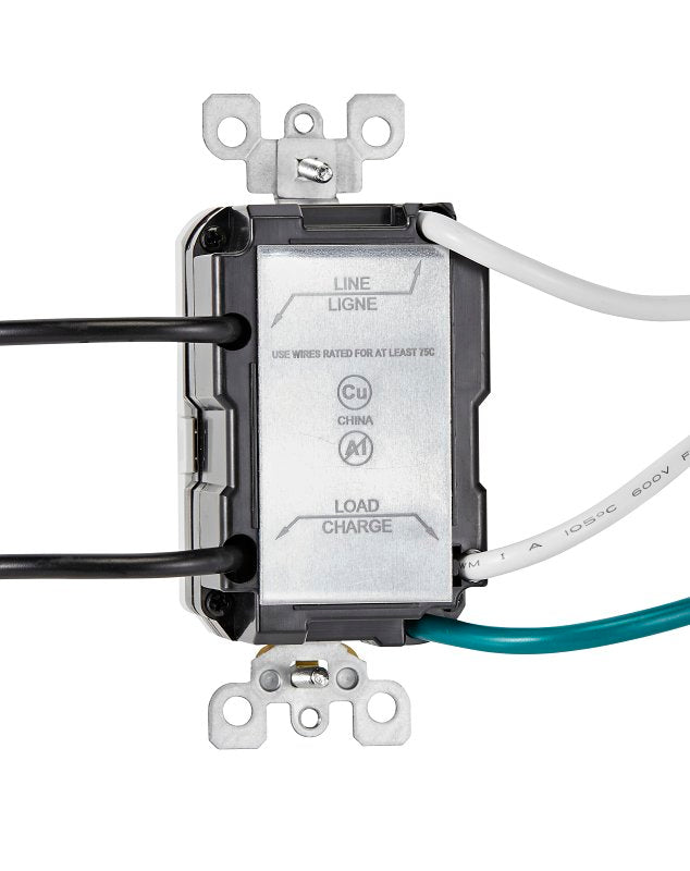 SmartlockPro R02-GUAC1-0BW GFCI Receptacle, 125 VAC, 15 A, NEMA: NEMA 5-15R, Back, Side Wiring, White