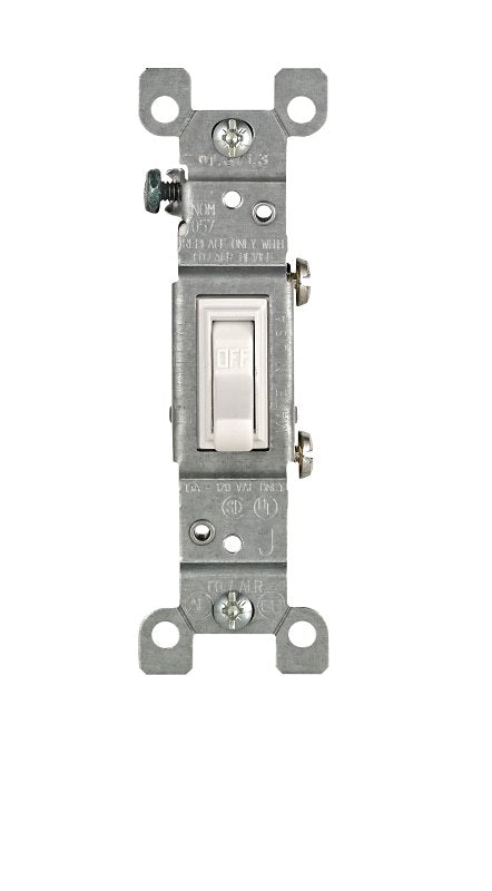 Leviton 2651-2W Toggle Switch, 15 A, 120 VAC, Side Wire Terminal, 2.37 in Panel Cutout, Thermoplastic Housing Material