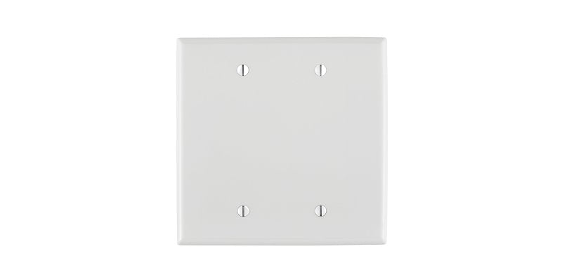 Leviton PJ23-W Blank Wallplate, 4-7/8 in L, 4.937 in W, 0.255 in Thick, 2-Gang, Nylon, White, Box Mounting
